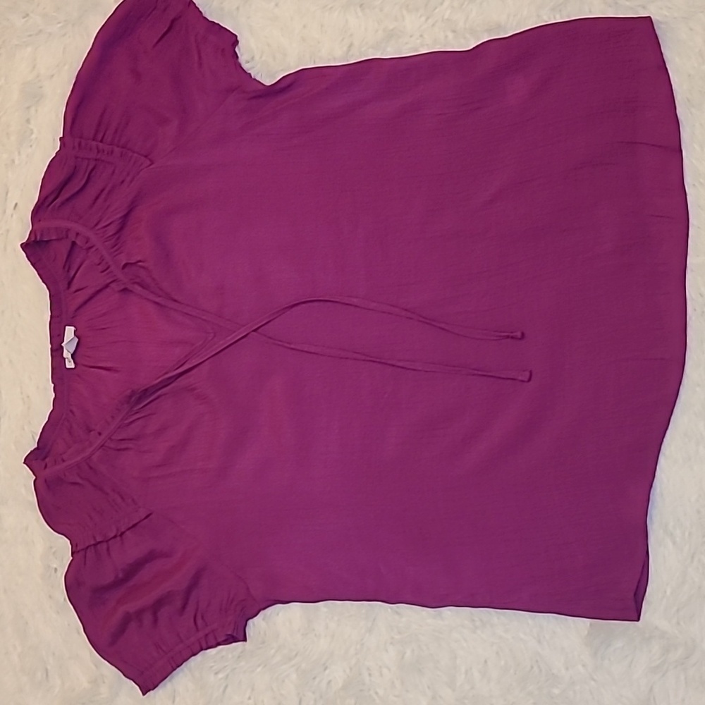 CATO EST 1946 Women's Purple‎ Short Sleeve Blouse - Size Large